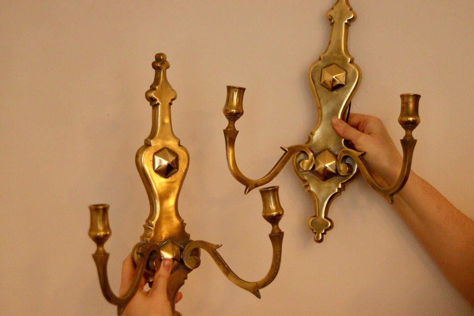 Pair of Antique  Brass Sconces