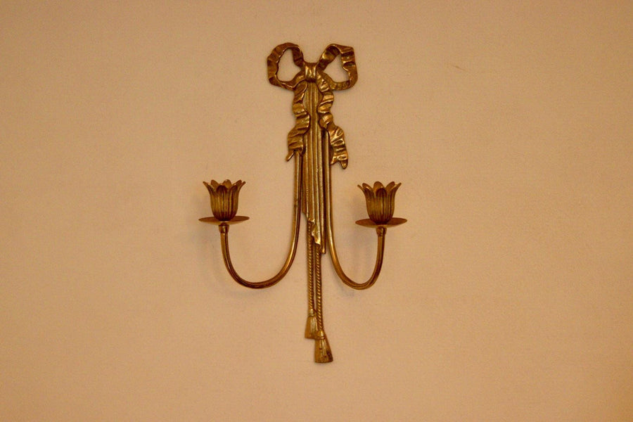 Pair Of Mid Century French Brass Bow Sconces