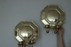 Pair of  Swedish Brass Octagonal Sconce with double arm Design