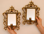 Pair of Swedish Brass Sconces with Mirror