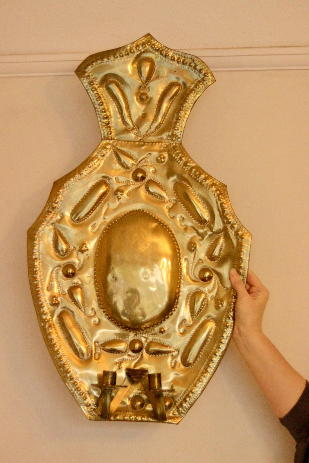 Baroque Style X-Large Mid-Century Brass Swedish Sconces