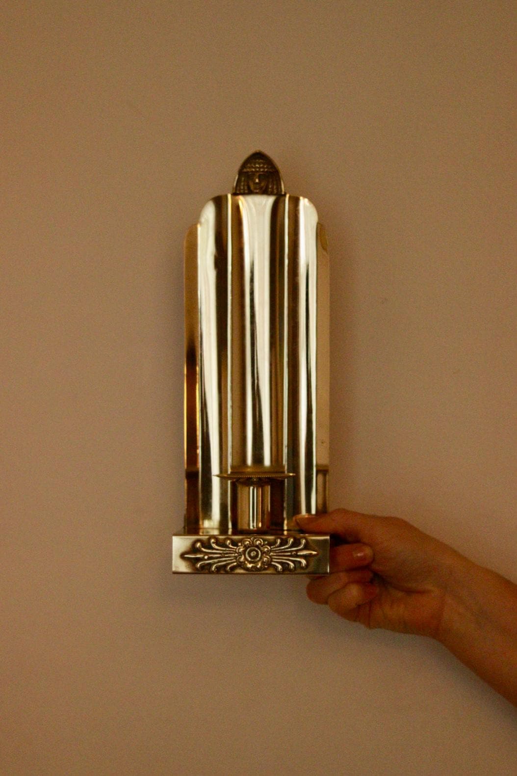 SINGLE Mid Century Swedish Brass Sconce