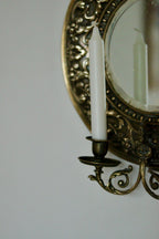 Pair of Antique Swedish Brass Sconces with Mirror