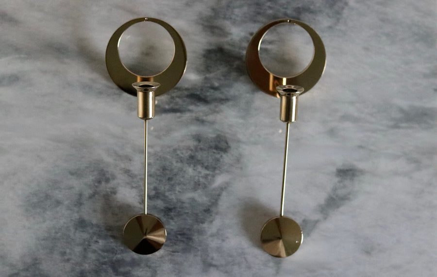 Pair of Brass sconces By Arthur Pe, Kolbäck Noah Ancienne